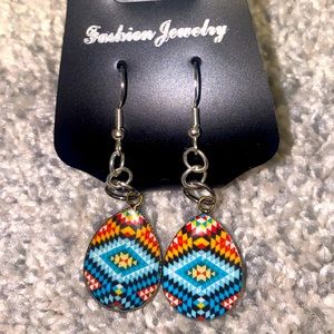 Native American Teardrop Resin Earrings